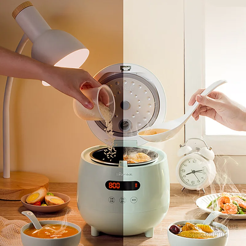 Bear Mini Rice Cooker 1.2L For Home Kitchen Dormitory Office Non-stick Coating Liner 10H Pre-Timing Rice Cooker DFB-B12L5