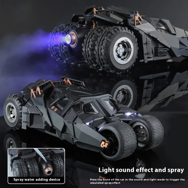 1:18 Batmobile Tumbler Alloy Metal Car Diecast Toy Vehicle Car Model Sound & Light Slide Spray Truck Toys For Kids Birthday Gift 6