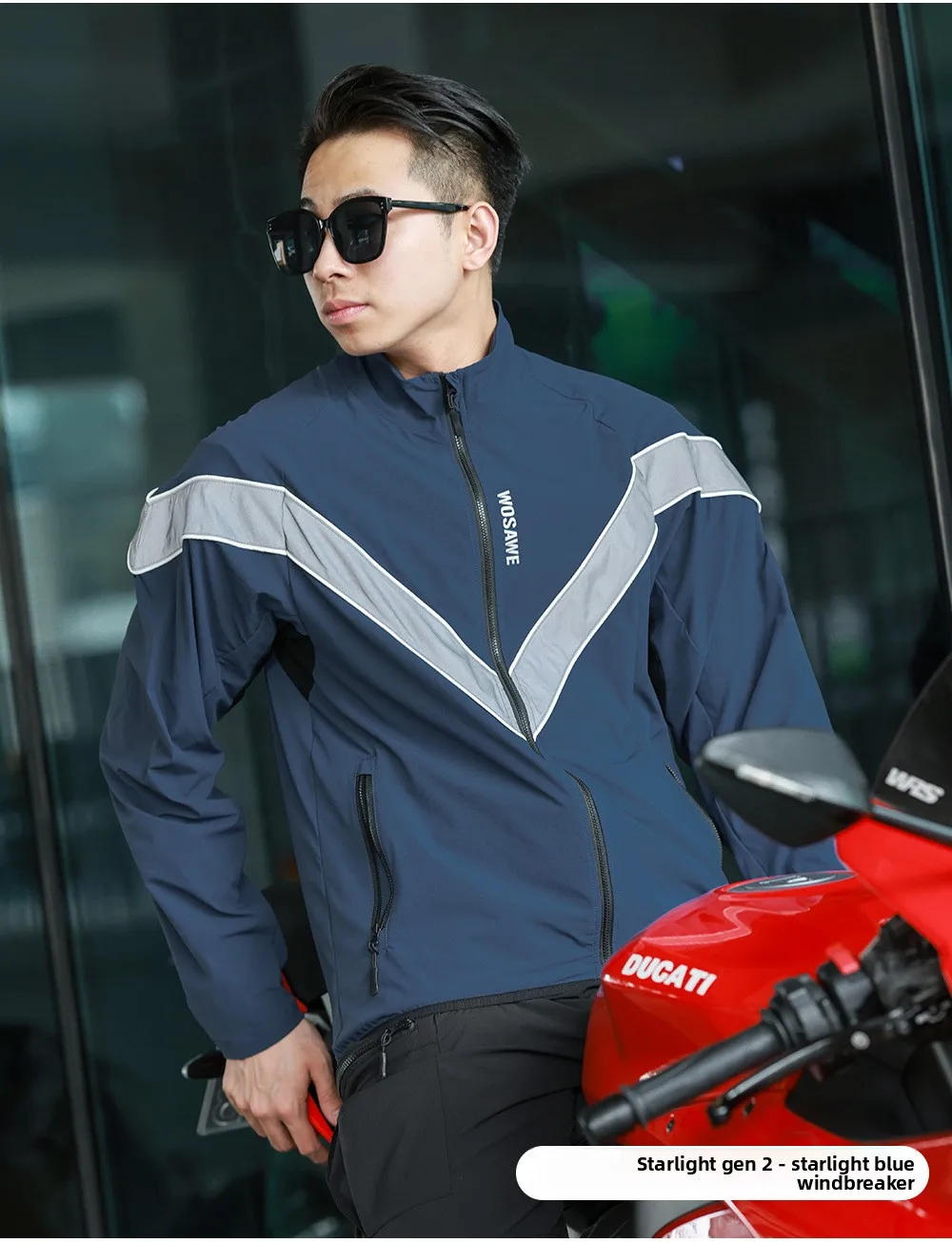 سترة ركوب الدراجات العاكسة للضوء من WOSAWE، سترة واقية من الرياح للدراجات في الشتاء والخريف، سترة ناعمة مقاومة للرياح ومضادة للماء للدراجات النارية