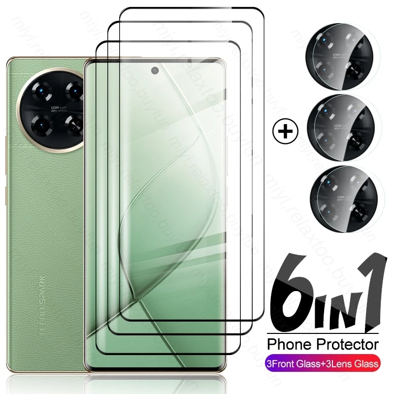 

6 в 1 19D закаленное стекло для Tecno Spark 20 Pro + Pro Plus 4G объектив камеры изогнутая защита экрана на Spark 20Pro + Spark20Pro + 4G