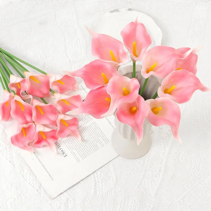 5 Stücke PU Calla Lilie Simulation Blumen für Wohnkultur Floral Arte Set Garten Hochzeit Dekoration Blumenstrauß DIY Vase Ornament – Detail 11