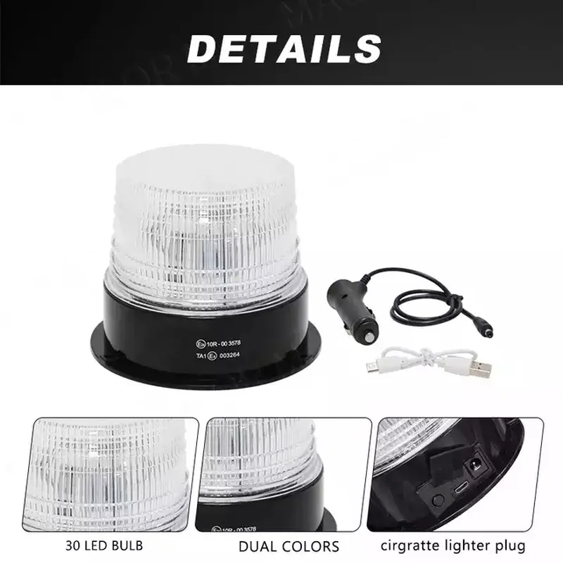 C2 LED 자동차 표시기 플래시 비상 경찰 조명, 회전 비콘 스트로브 마그네틱 경고등, 12V 무선 원격 USB 충전