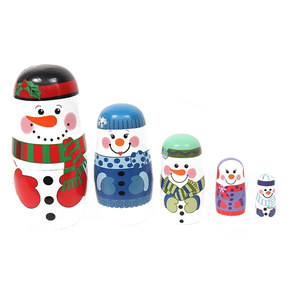 

5/6pcs Santa Claus Russian Nesting Dolls Handmade Wooden Matryoshka Toys Kids Christmas New Year Gift