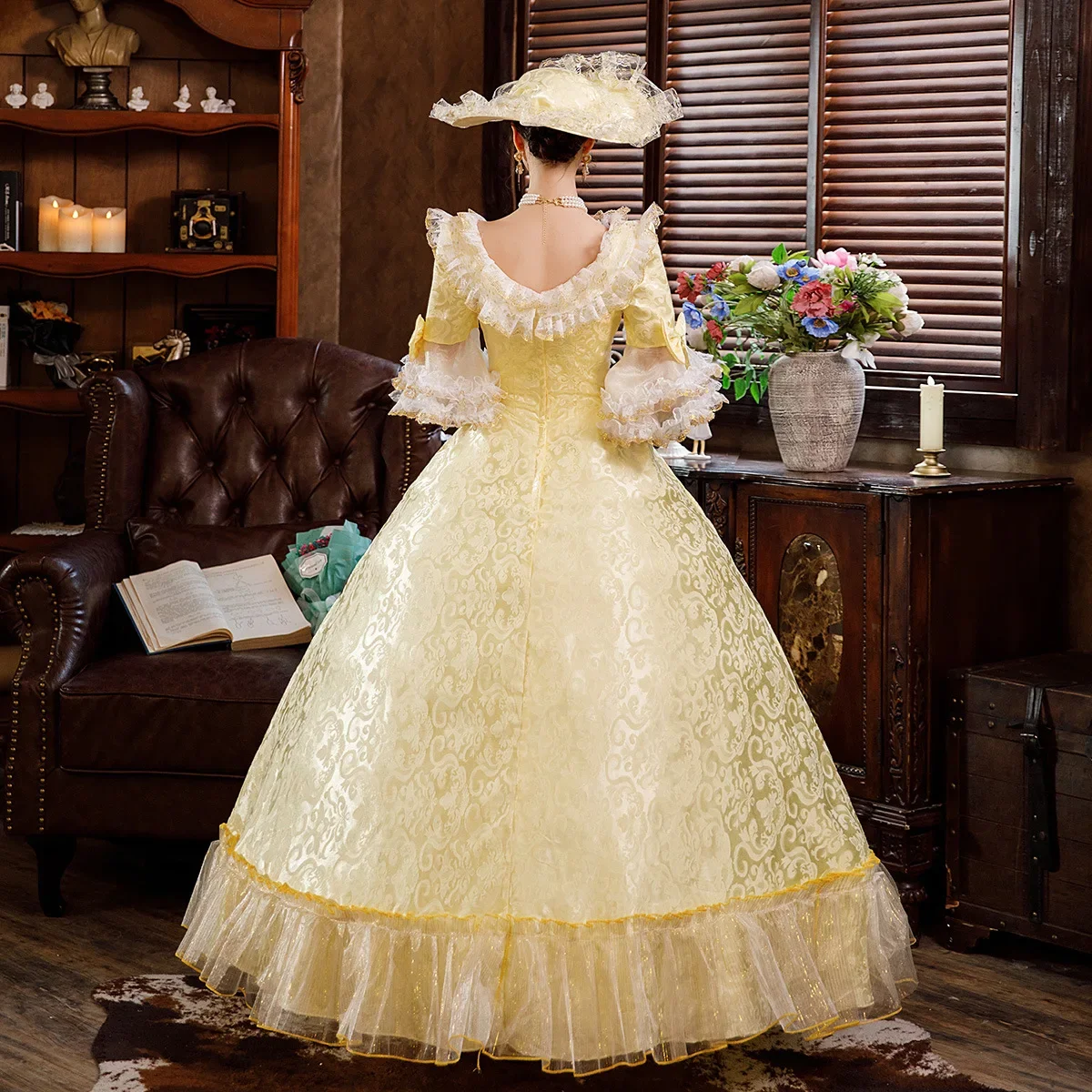 18th Century Russian Ball Gown Medieval Elizabeth Tudor Brocade