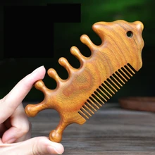 

1pcs Head Meridian Massage Comb Green Sandalwood Wide Tooth Comb Acupuncture Therapy Blood Circulation Anti-static Smooth Hair