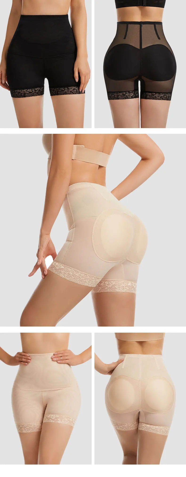 Women Butt Lifter Panties Padded Shapewear Hip Enhancer Pads Shorts Seamless Underwear Tummy Control Boyshorts Female Underwear