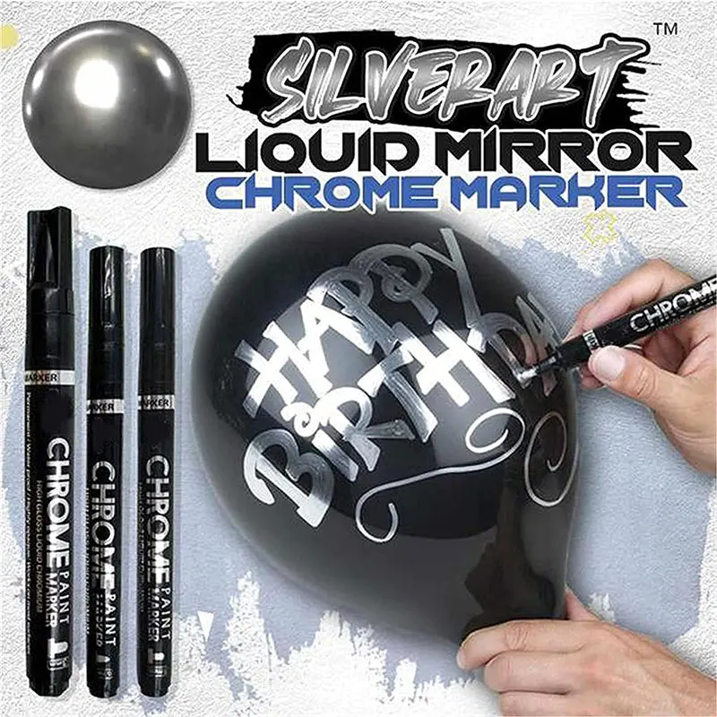 Kreative Kraft 3pcs Silver Liquid Mirror Chrome Markers Permanent DIY Craft