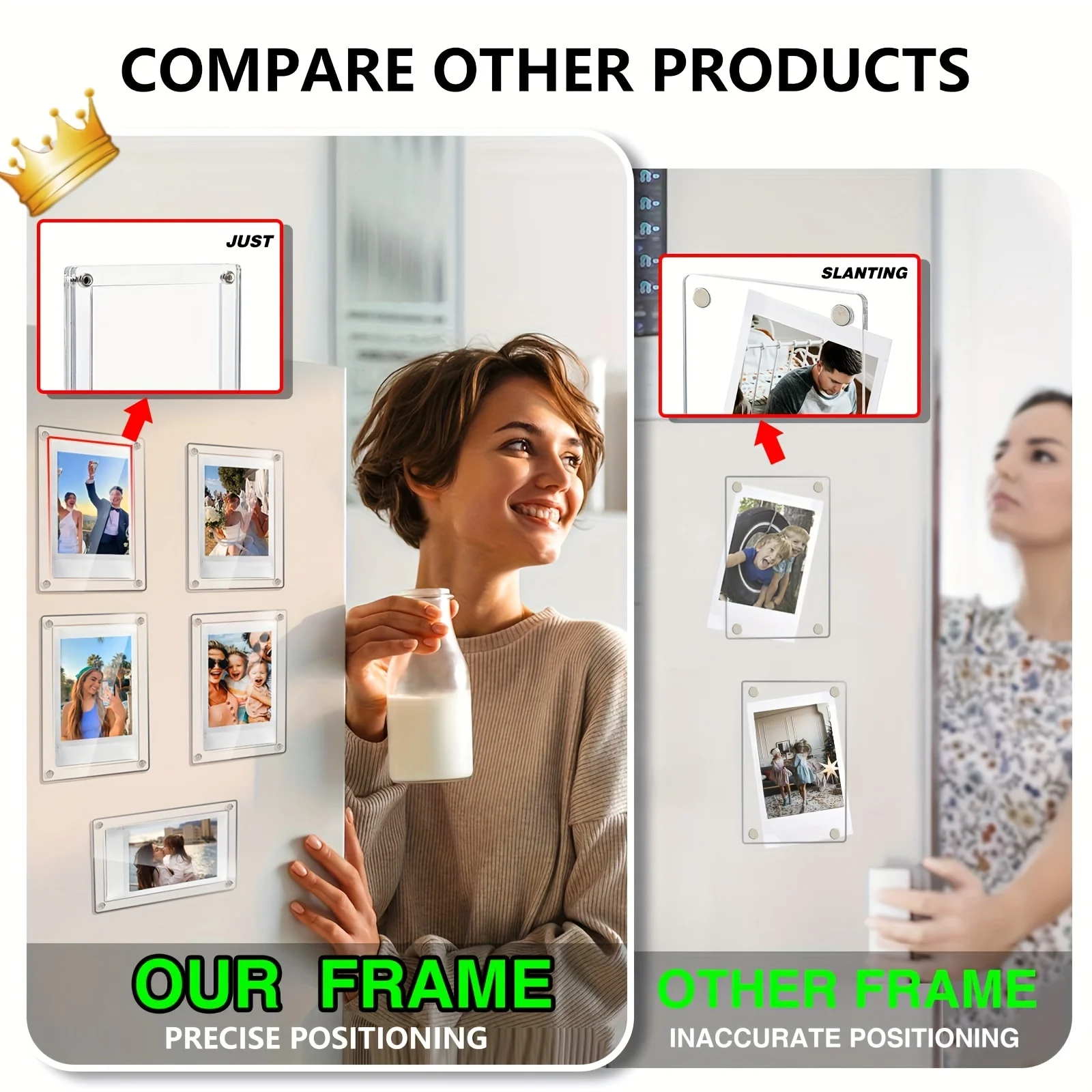 5 Pack Refrigerator Magnetic Photo Frame 2x3 Inch Double Sided Photo Frame for instax Mini 12/11/99/90/EVO 3 Inch Film -