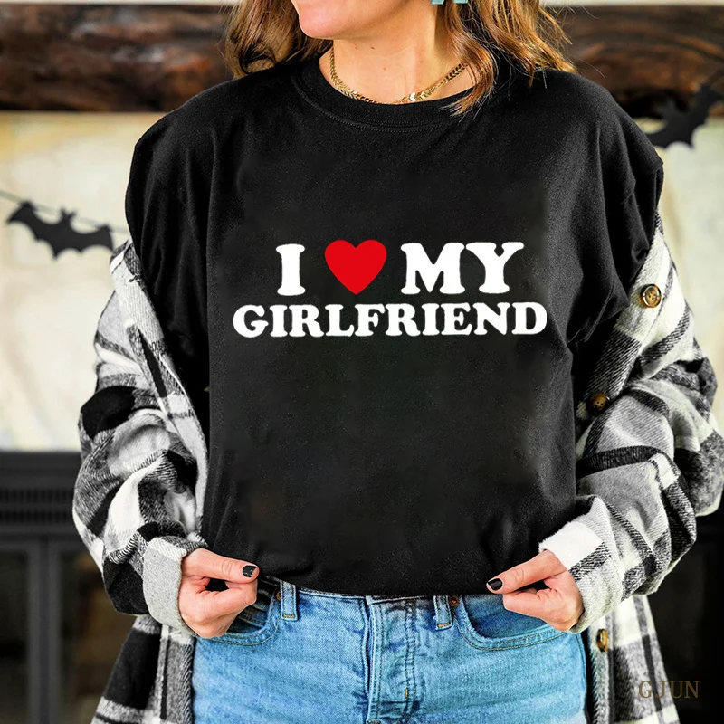 

I Love My Girlfriend Tshirt I Heart My Girl Funny T-shirt for Men Summer Short Sleeve Tee Shirts Fashion Vintage Men's Clothes