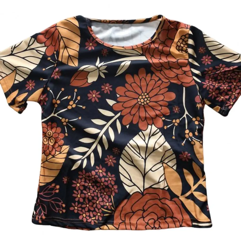 Solid Color Trousers Set Flower Print Women's T-shirt Pants Set with Wide Leg High Elastic Waist Short Sleeve O Neck for Women 2022 spring summer men s short sleeved shirt with trousers 3d pastoral art print anti fading anti pilling simple fashion style