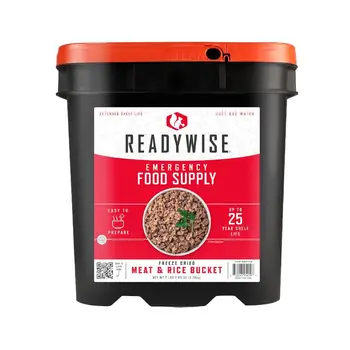 Emergency Food Supply - 88 Servings Meat and Rice Bucket Freeze Dried Protein Meals Camping Essentials Bulk Rice and Survival F