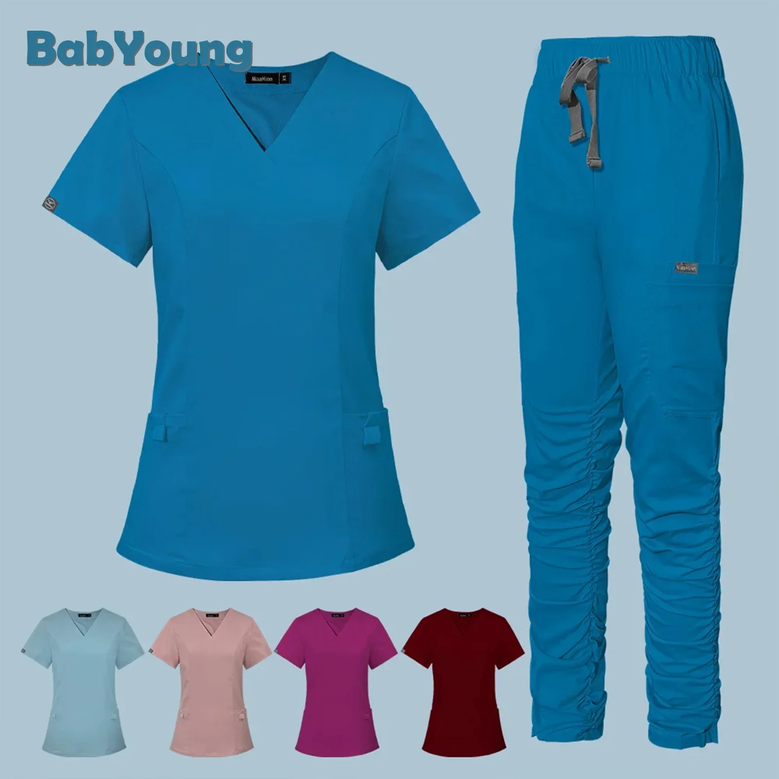 

High Quality Spa Uniforms Unisex V-neck Work Clothes Pet Grooming Institutions Set Beauty Salon Clothes Hospital Scrubs Clothes