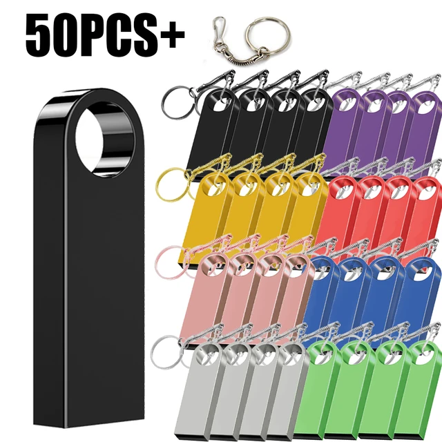 50PCS Free Custom LOGO USB Flash Drive 4GB 8GB 2.0 High Speed Pen Drive 16GB 32GB 64GB 128GB Pendrive Metal USB Sticks with Key 1