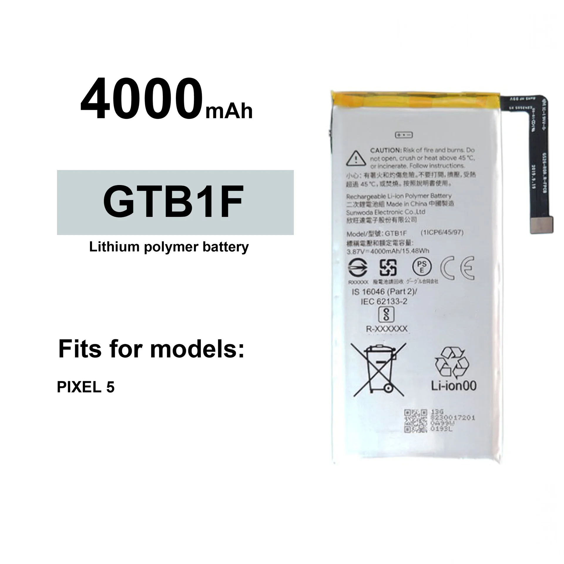 GTB1F 4000mAh Battery For Google Pixel 5 Pixel5 Batteries High Quality Battery + Free Tools