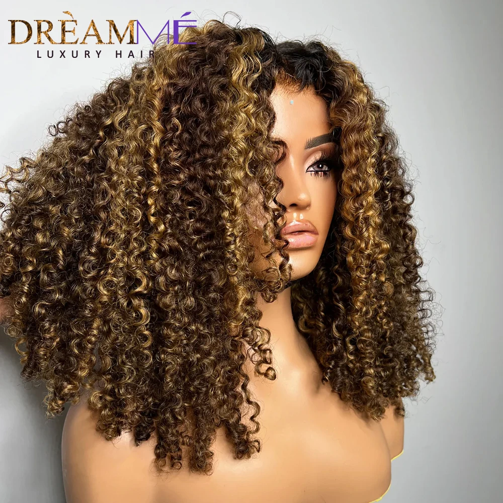 Highlight Blonde Kinky Curly Glueless Wig 4x4/5x5 Lace Closure Wig Wear and Go Per Cut 5x7 Lace Closure Wigs Human Hair