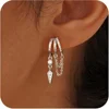 Boucles d'oreilles Triple Huggie plaquées or 14 carats pour femmes, chaîne scintillante CZ, pompon hypoallergénique, bijoux cadeaux