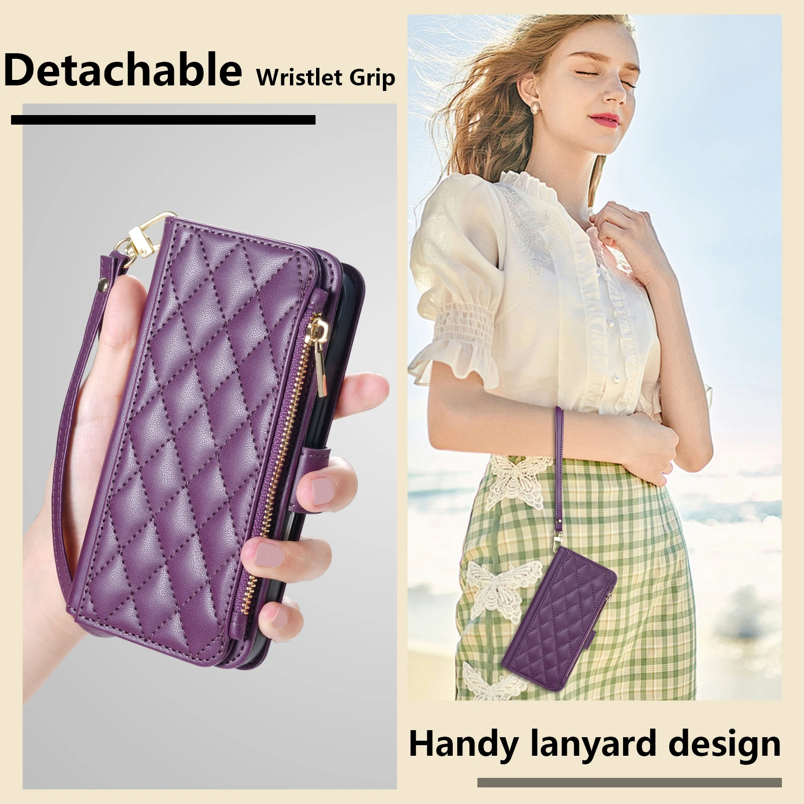 Brieftasche Kleine Duft Reißverschluss Kartensteckplatz Magnetische Flip Ledertasche Für Samsung Galaxy S21 Ultra S21 FE S20 Plus S20 FE A23 M13 – Detail 16