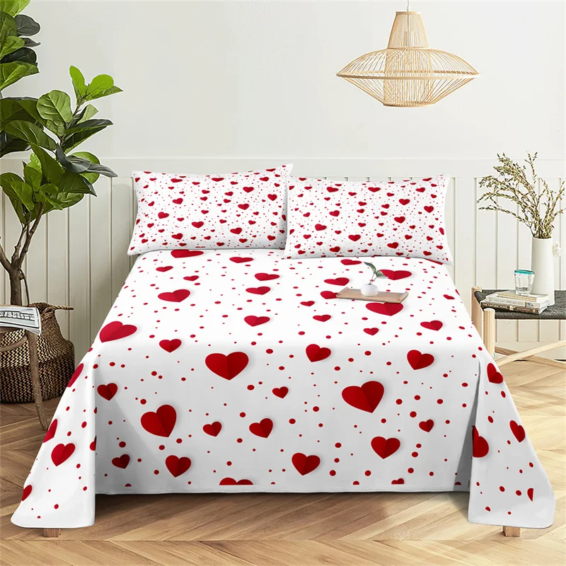 

Red Love Sheet Set 0.9/1.2/1.5/1.8/2.0m Couple Partner Bedding Set Bed Sheets and Pillowcases Bedding Flat Sheet Bed Sheet Set