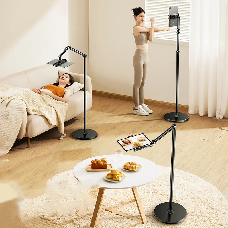 Tablet Stand Phone Holder Floor Lazy Support Stand Desktop Live Broadcast Aluminum Alloy Retractable iPad Clip
