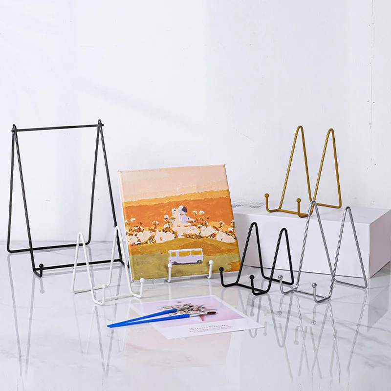 1pc Plate Display Stand Picture Easel Metal Plate Stands Holder Display Pictures Frame Photo Decorative Dish Tabletop Arts, Plate Display Stand