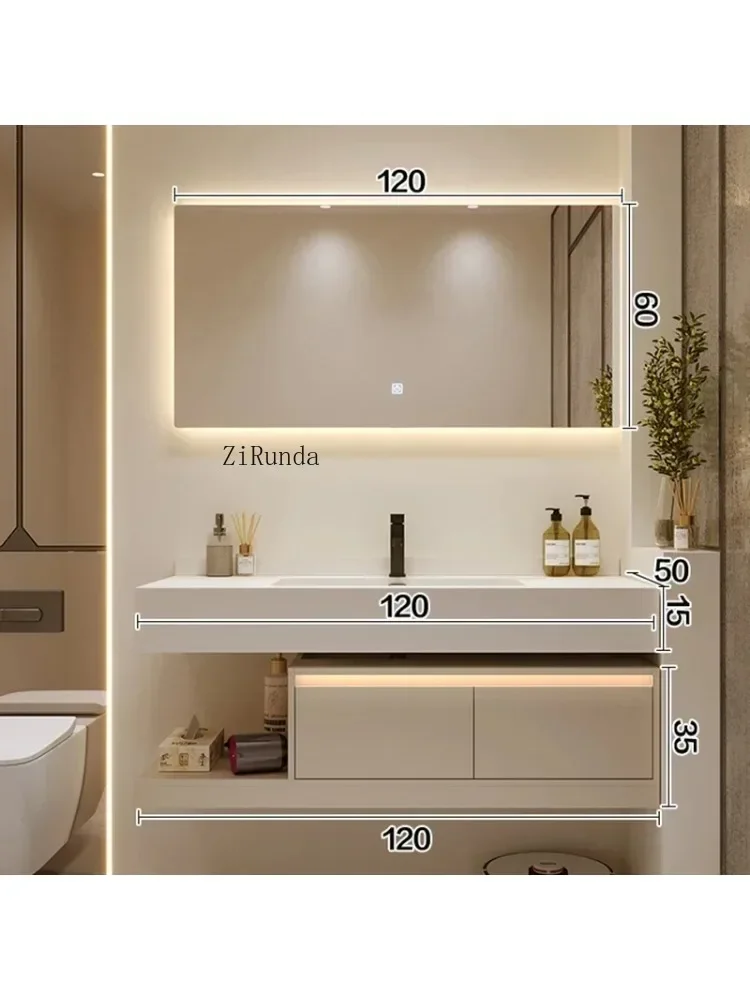 Rock Plate Bathroom Cabinets Multifunction Fog Removal Vanity Smart Mirror Cabinets Furniture Arredo Bagno