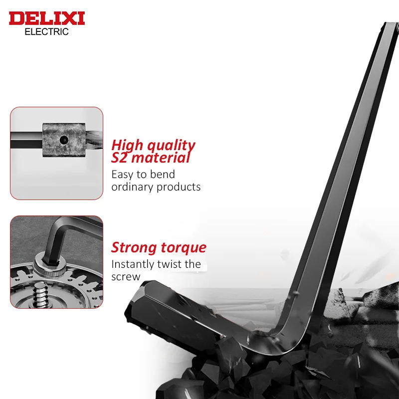 DELIXI ELECTRIC Allen Key Set，Allen Hex WrenchScrewdriverBox-packed Set，SleevUniversal Torque Long Metric,for VehicleMaintenance 3