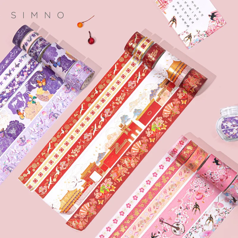 5 Rolls  New Washi Tape 2023 Hot Stamping Retro Tape DIY Stickers Retro Decorative Stickers  Washi Tapes 3