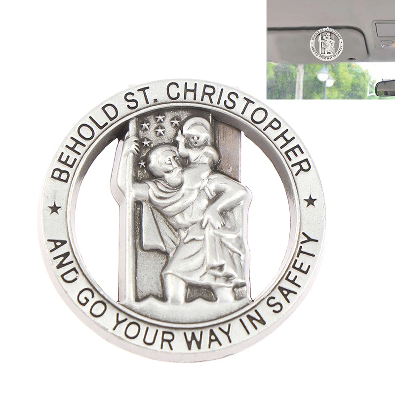 The St Christopher Medal Car Saint Christopher Visor Clip Auto Sun