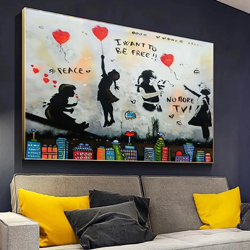 

Girl Balloon Banksy Graffiti Canvas Painting Street Art Posters Prints Wall Art Pictures Cuadros for Living Room Home Decor