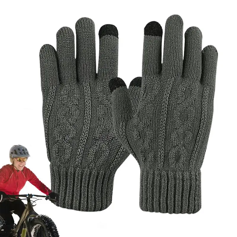 

Winter Gloves Women Windproof Warm Knitted Touchscreen Gloves Anti Slip Heated Hands Warm Thermal Gloves for Cold Weather