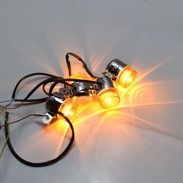 4 Pcs Motorcycle Turn Signal Lights 12V Amber Flasher Indicator Motorbike Accessories For HONDA Z50 MONKEY CHALY DAX ST50 ST70 3