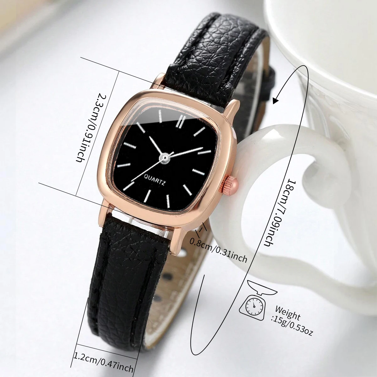 Women's Fashion Retro Small Fresh Simple Scale Elegant Trendy Korean Edition Fashion Quartz Watch Combination Set (Without Box)