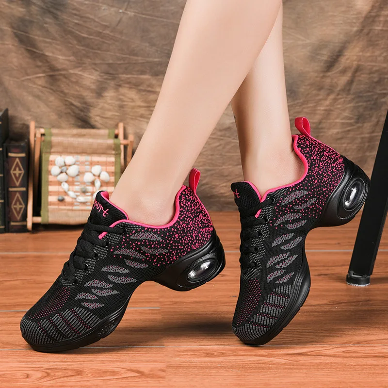 Jazz Dance Shoes Flying Weaving Sneakers Women Shoes Rocking Shoes Shallow Mesh Casual Shoes Sport Fitness Walking Shoe
