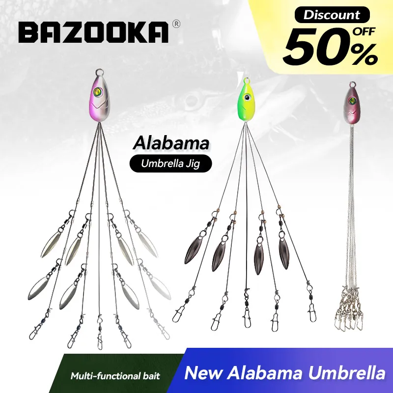 Bazooka Ombrello Rig Alabama Fishing Lure Jigging Group Lead Jig Spinner Spoon Soft Muslimate De Bass Pesca Winter Bait