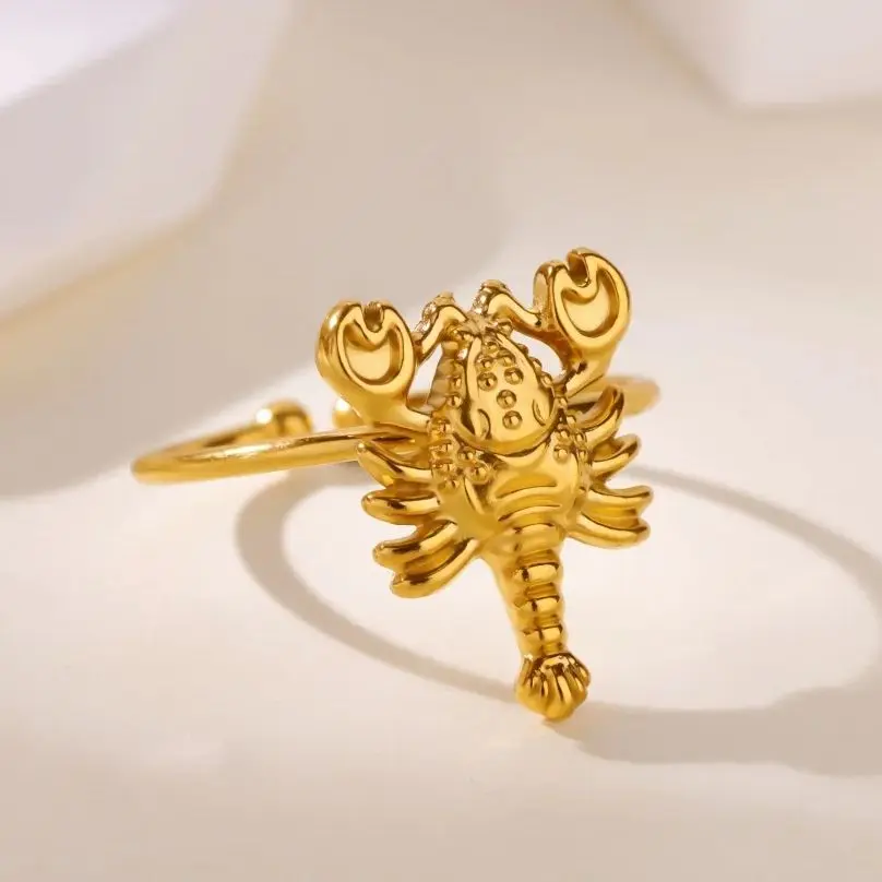 Punk Scorpion Rings For Women 18K Gold Plated Stainless Steel