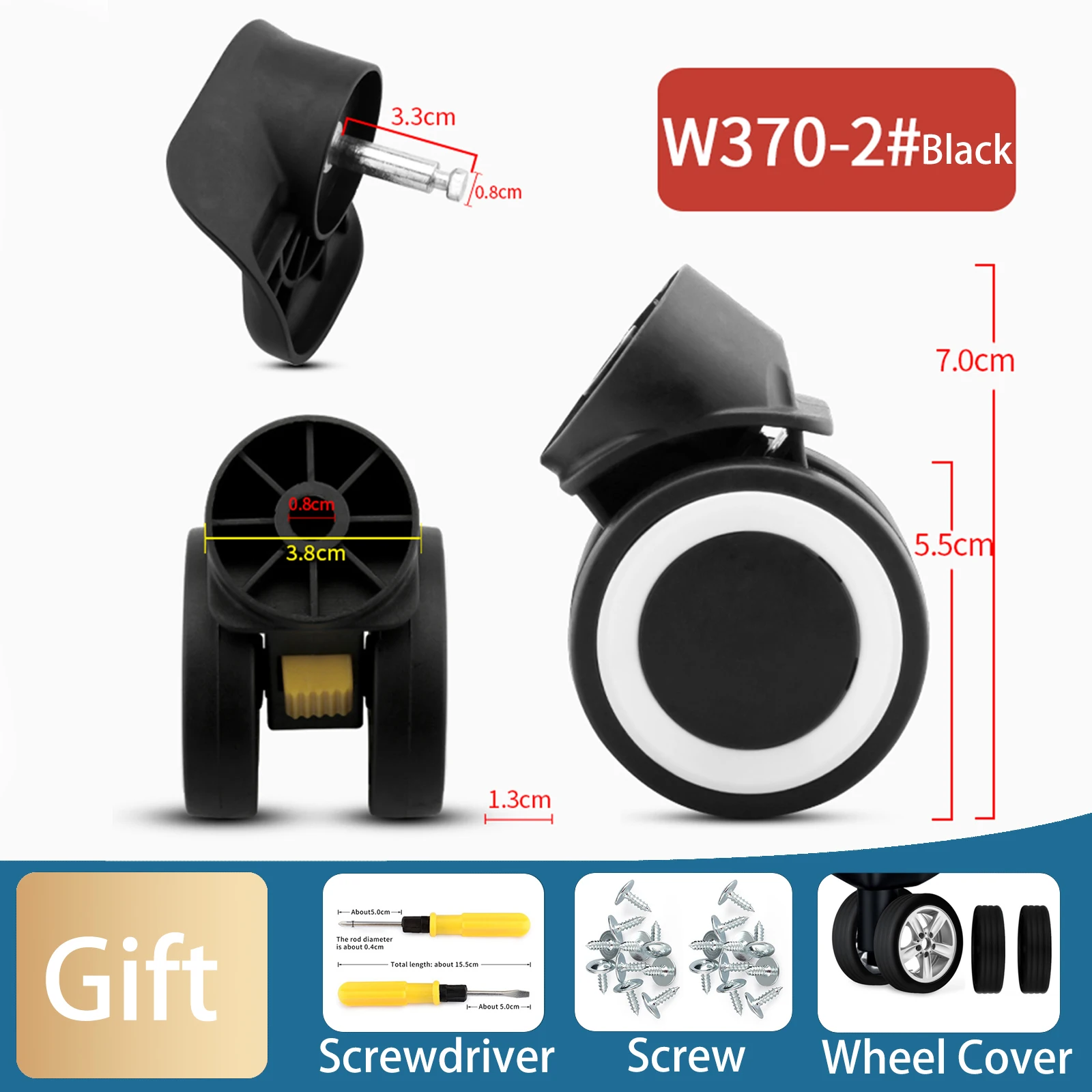 W3702ReplacementLuggageWheelsforSuitcasesDetachableWheelPulley