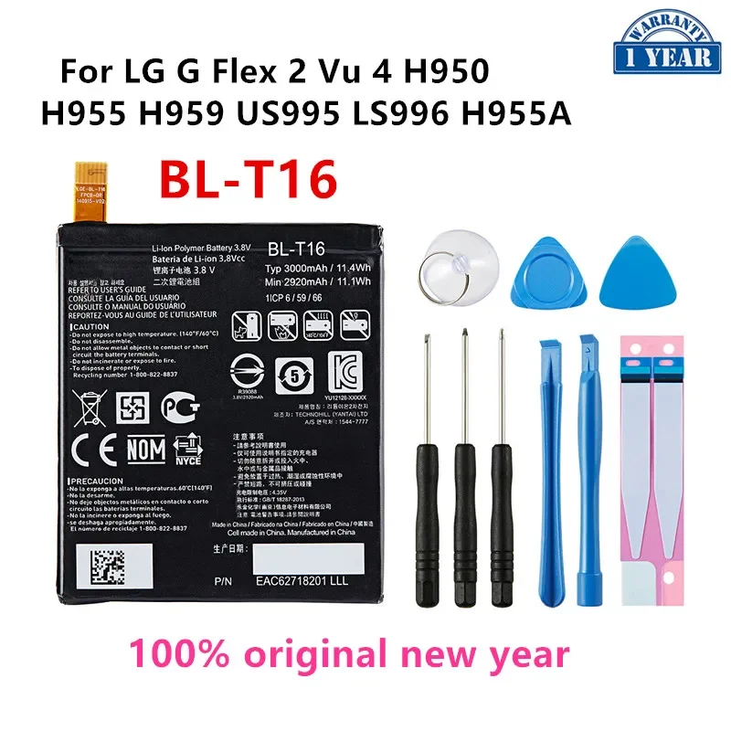 

Original BL-T16 3000mAh Battery For LG G Flex 2 Vu 4 Vu4 H950 H955 H959 US995 LS996 H955A BL T16 Mobile phone Batteries+Tools