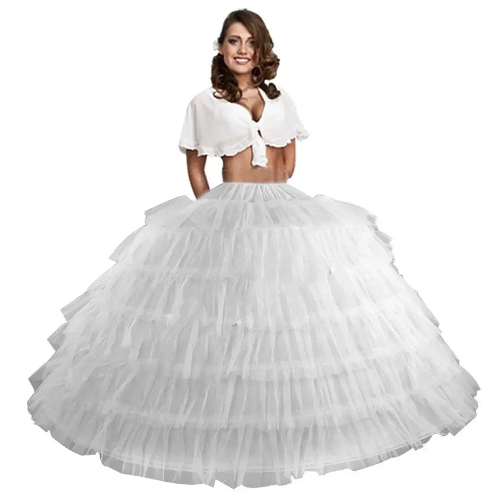 Petticoat Skirt Petticoat Underskirt Wedding Underskirt Wedding Petticoat Women 6 Hoop 6 Layered Petticoat A-line Floor-Length Crinoline Underskirt for Bridal Wedding Dress Ball Gown