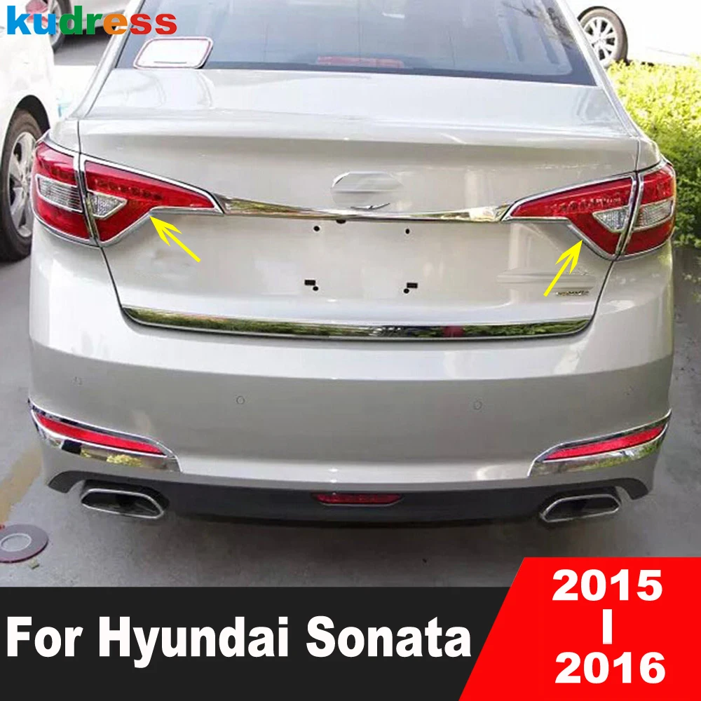 For Hyundai Sonata 2015 2016 Abs Chrome Car Rear Light Lamp Cover Trim ...