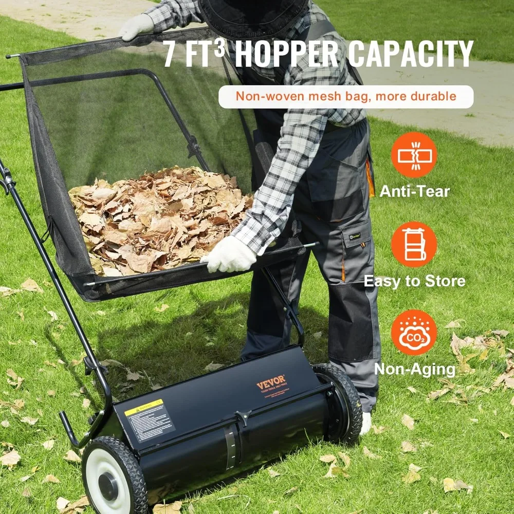 26 Wide Lawn Sweeper by VEVOR: Leaf and Grass Collection, Durable Steel Frame, Strong Rubber Tires