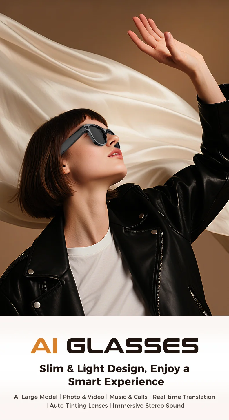 2026 New 800W 4K HD AI Smart Glasses Men Record Video 3600mAh Battery 120 Languages Translation Music Player Glasses With Camera