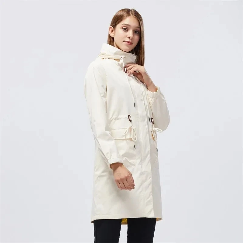 

Women Outdoor Spring Thin Waterproof Jackets Windproof Breathable Wear-resistant Hooded Coats Hiking Camping Climbing Clothing