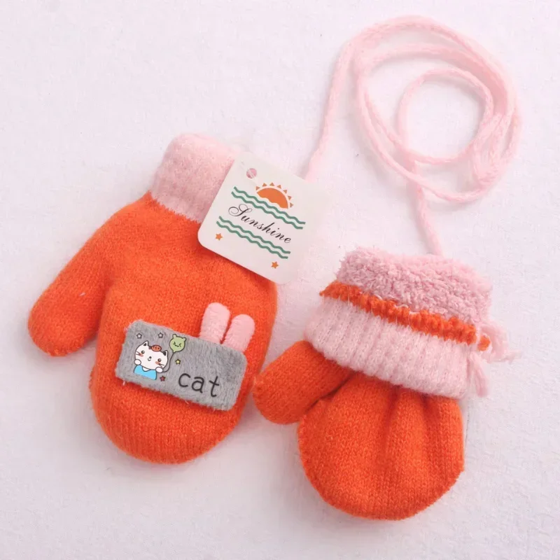 1-3 Years baby Winter Hand Gloves Thick Warmer Knitted Mittens Thicken Mittens for Kids Cute Cartoon Gloves Boys Girls baby gloves