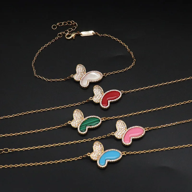 

Simple Butterfly Bracelet Natural White Shell Gold Plated Zircon Bracelets for Women Gift