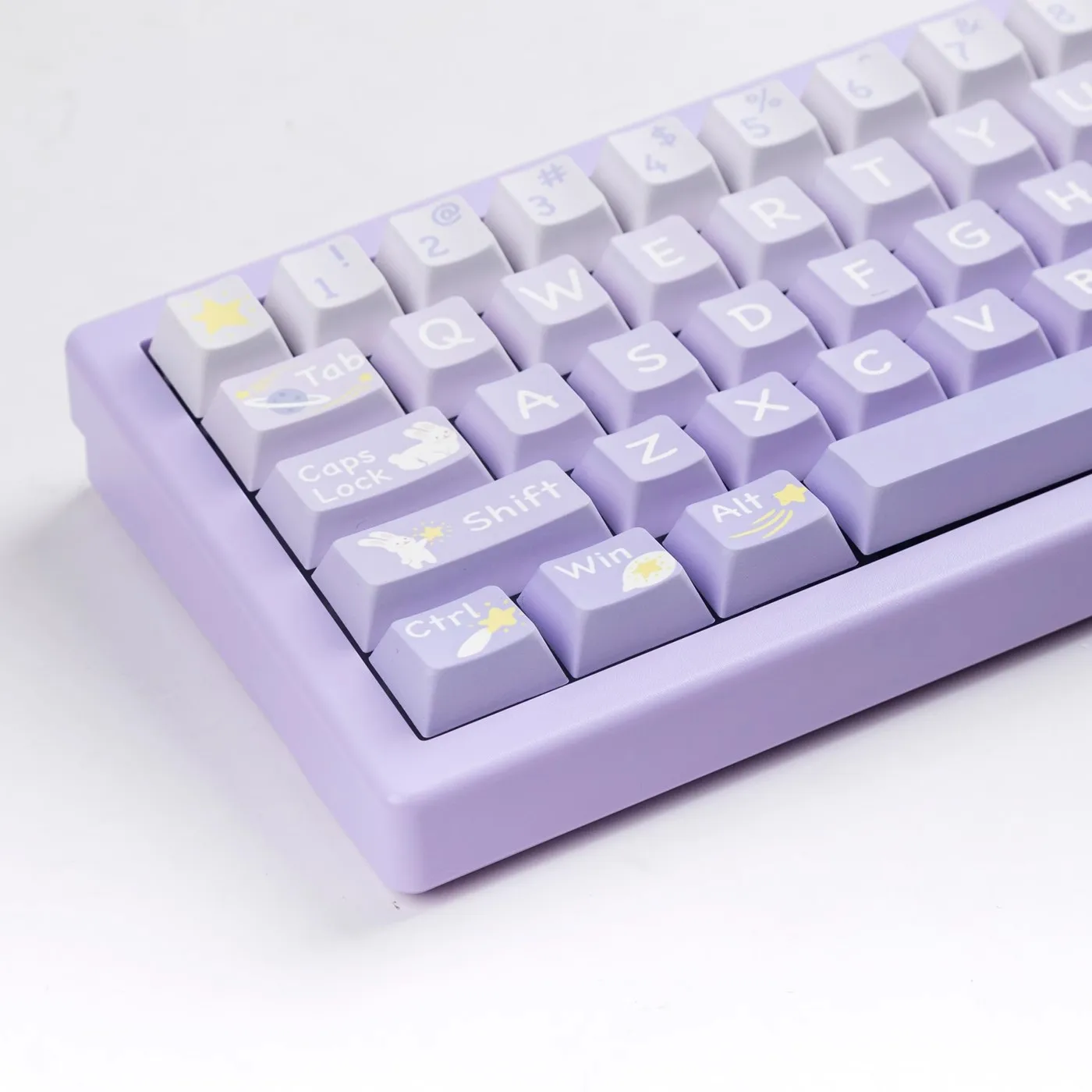 Pbt Dye Sublimation Key Caps para Niz Vgn 138 Chaves Grupo Estrela Picking Coelho Keycaps Gradiente Roxo 61 64 68 Perfil Cherry - Imagem 3