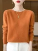 Autumn Winter Women Clothing O-Neck Pullover 100% Merino Wool Sweater New Fashion Cashmere Tops Bottoming Long Sleeve Knitwear 1