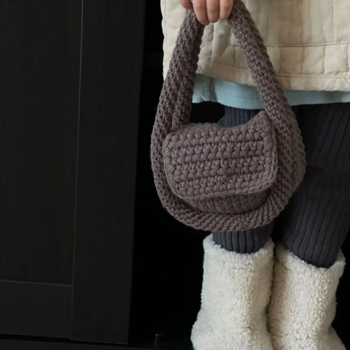 Kids Girls Knitted Hand Bags 2024 New Fashion Children Casual Cute Shoulder Bags Baby Girls INS Photograph Clothing Korean Style 2