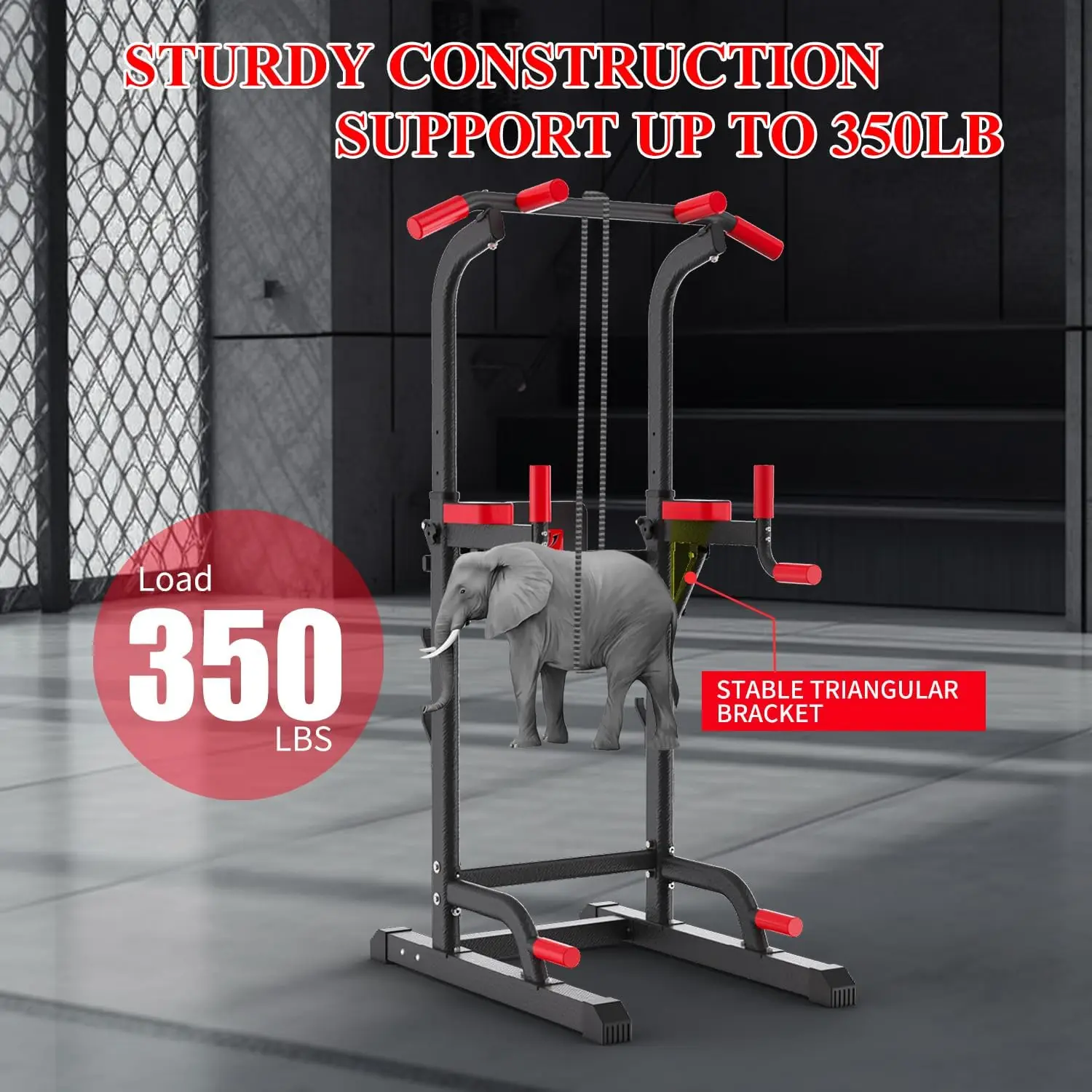 Tower Dip Station, Pull Up Bar Station & Multi-Function Gym Equipment For Home Strength Training Adujustable Height Up to