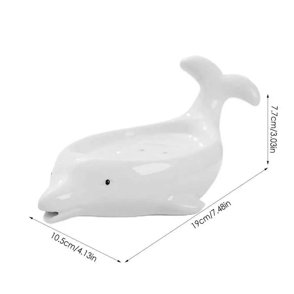 Ceramic Soap Dish , Duck Dolphins Dinosaur Soap Holder , Self Draining Soap Dishes Saver , Soap Container Holder Dish for Shower Bar Soap Holder for