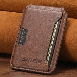 SUTENI Luxury PU Leather Phone Wallet with Magnetic Stand and Card Holder (Brown)